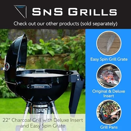 Slow 'N Sear EasySpin Charcoal Grill Cooking Grate 22" | Rust-Resistant Stainless Steel thumbnail 7