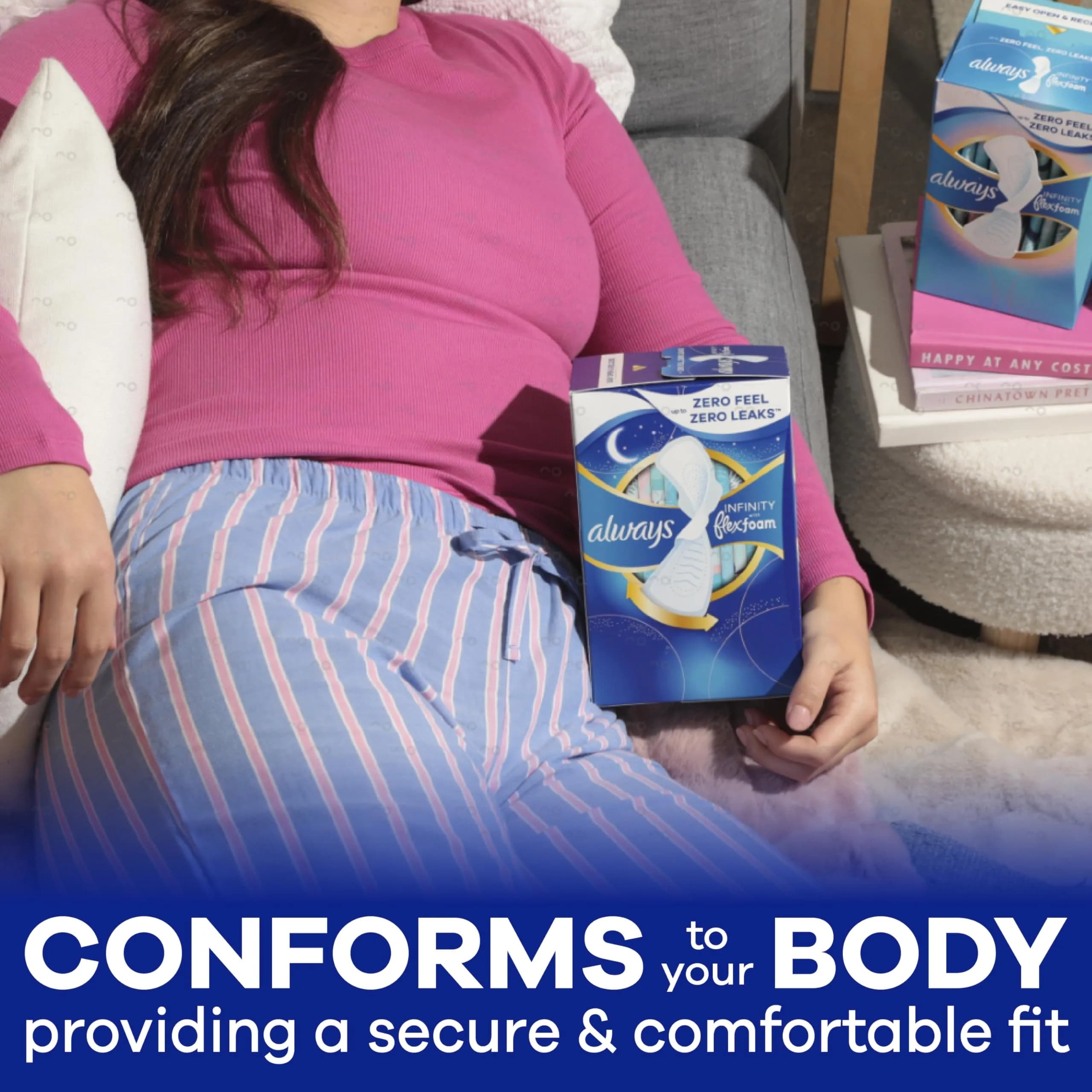 Always Infinity FlexFoam Feminine Pads Size 5 Extra Heavy Overnight Unscented 66 Count | Dermatologist Tested by Skin Health Alliance - view 7