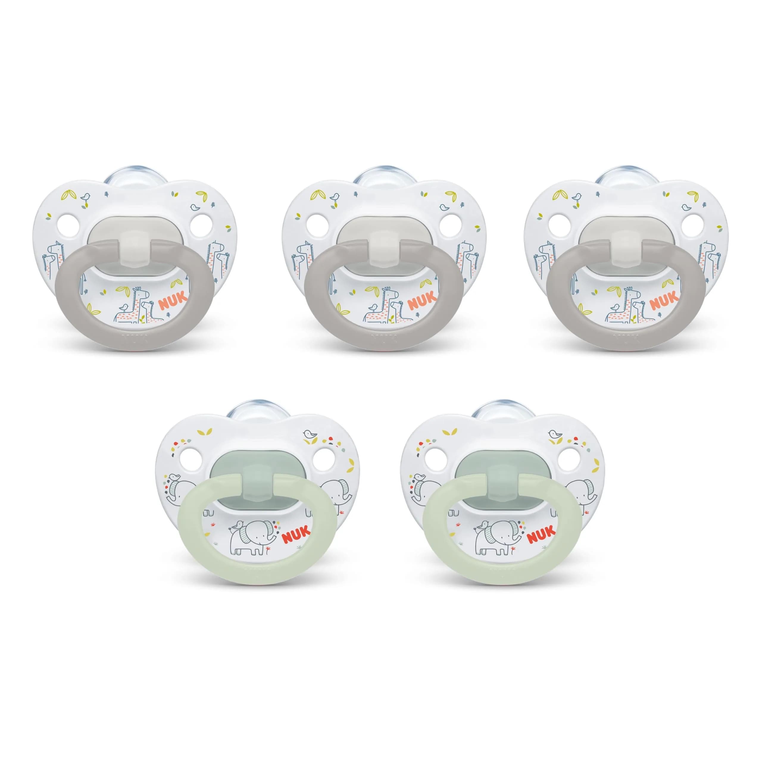 NUK First Choice Classic Orthodontic Baby Pacifier 0-6 Months, 5-Pack | Trusted by 95% of Babies