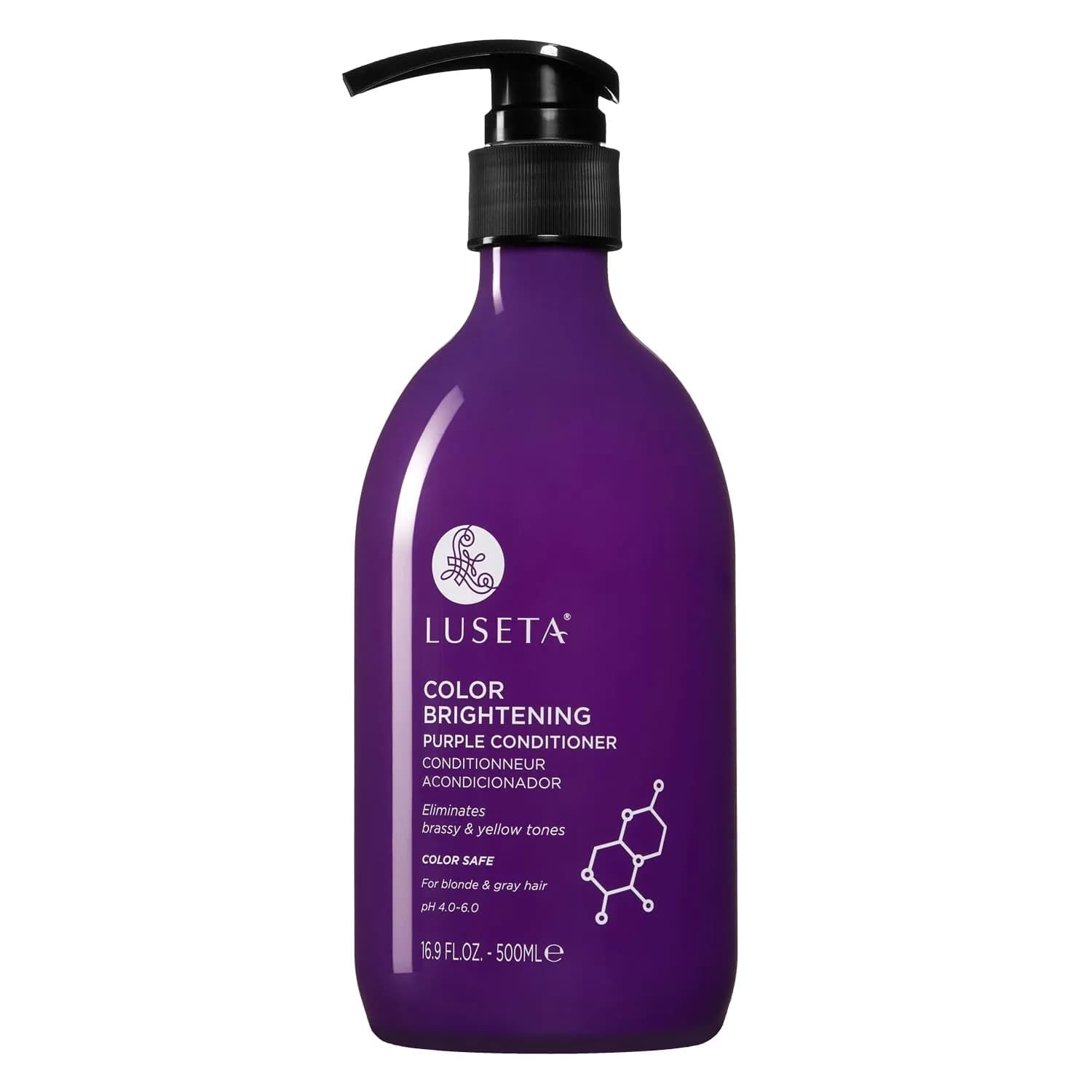 L LUSETA Purple Conditioner for Colored, Grey, Blonde & Dry/Damaged Hair | Sulfate & Paraben Free, 16.9oz