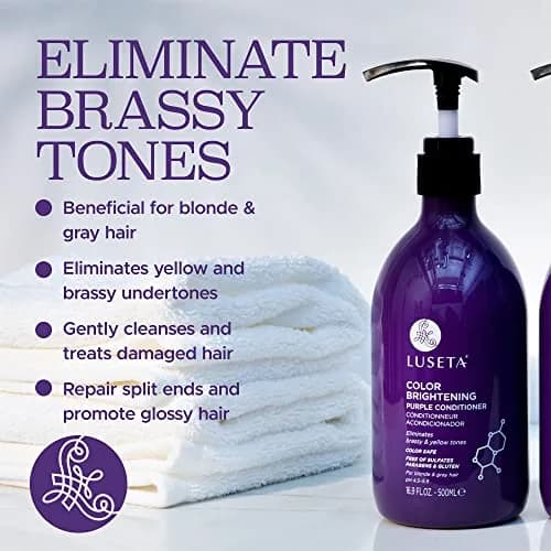 L LUSETA Purple Conditioner for Colored, Grey, Blonde & Dry/Damaged Hair | Sulfate & Paraben Free, 16.9oz thumbnail 2