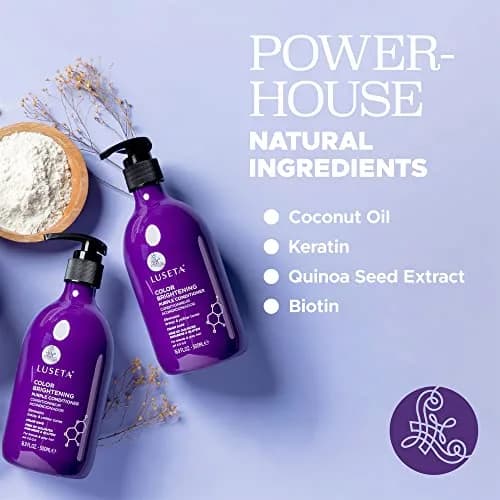 L LUSETA Purple Conditioner for Colored, Grey, Blonde & Dry/Damaged Hair | Sulfate & Paraben Free, 16.9oz thumbnail 3