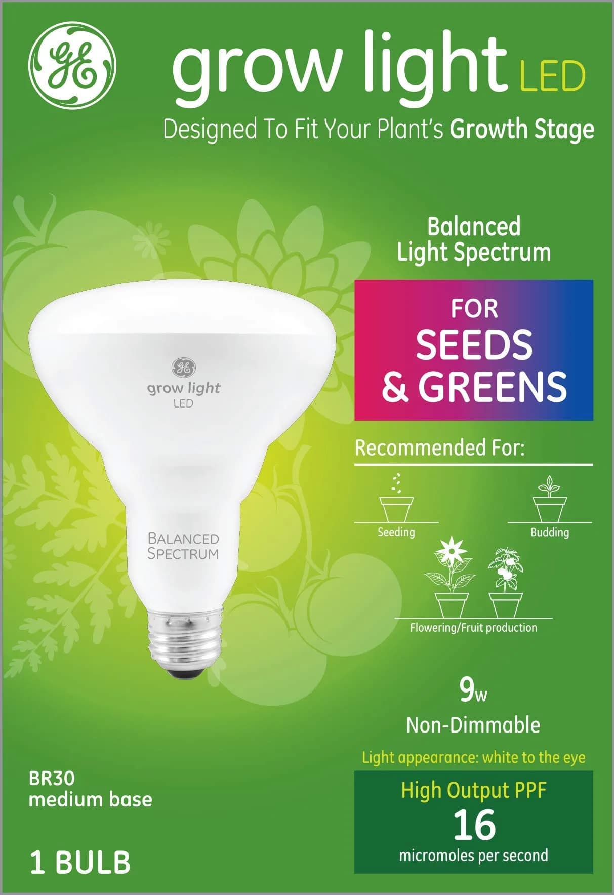 GE Grow Light Advanced Red BR30 (1-Pack) | Full Spectrum LED Bulb for Seeds & Greens - view 2