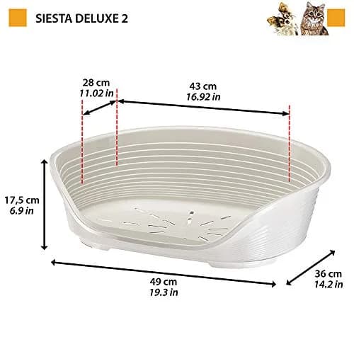 Ferplast Pet Bed Mat Small | Ventilated Plastic Dog & Cat Bed 49x36x17.5cm White thumbnail 2