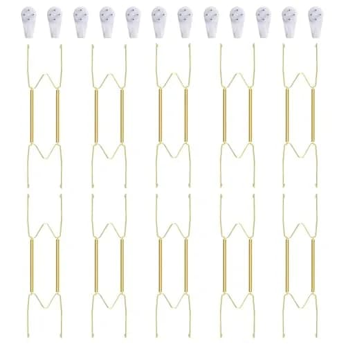 Fasunry 10 Piece Plate Hangers, 10 Inch Brass Wall Plate Hangers, Golden, for 8.5-10.5 Inch Plates thumbnail 1