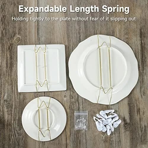 Fasunry 10 Piece Plate Hangers, 10 Inch Brass Wall Plate Hangers, Golden, for 8.5-10.5 Inch Plates thumbnail 5
