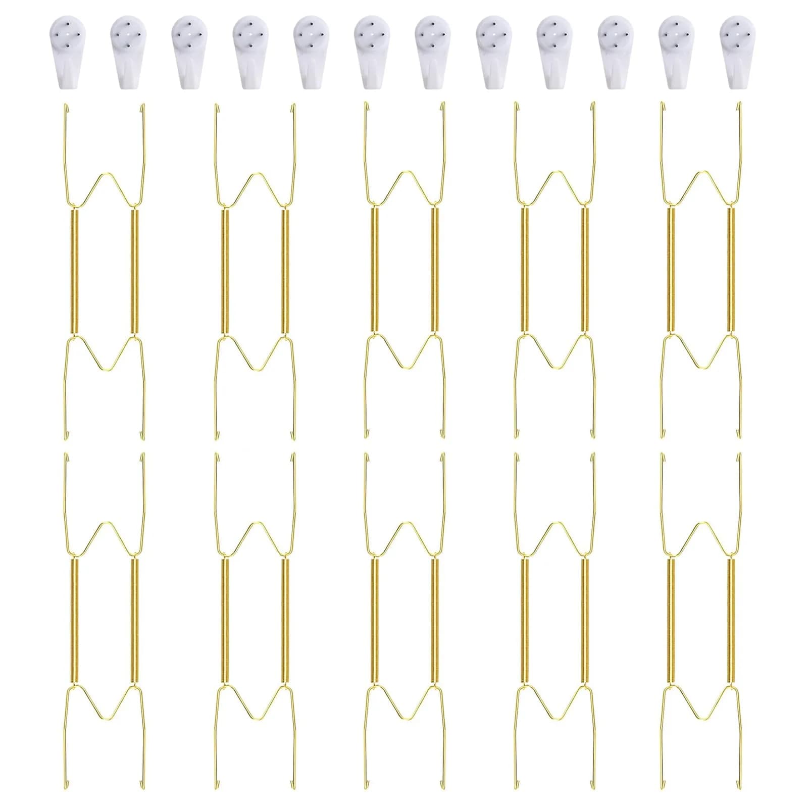 Fasunry 10 Piece Plate Hangers, 10 Inch Brass Wall Plate Hangers, Golden, for 8.5-10.5 Inch Plates