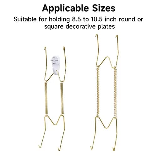Fasunry 10 Piece Plate Hangers, 10 Inch Brass Wall Plate Hangers, Golden, for 8.5-10.5 Inch Plates thumbnail 3