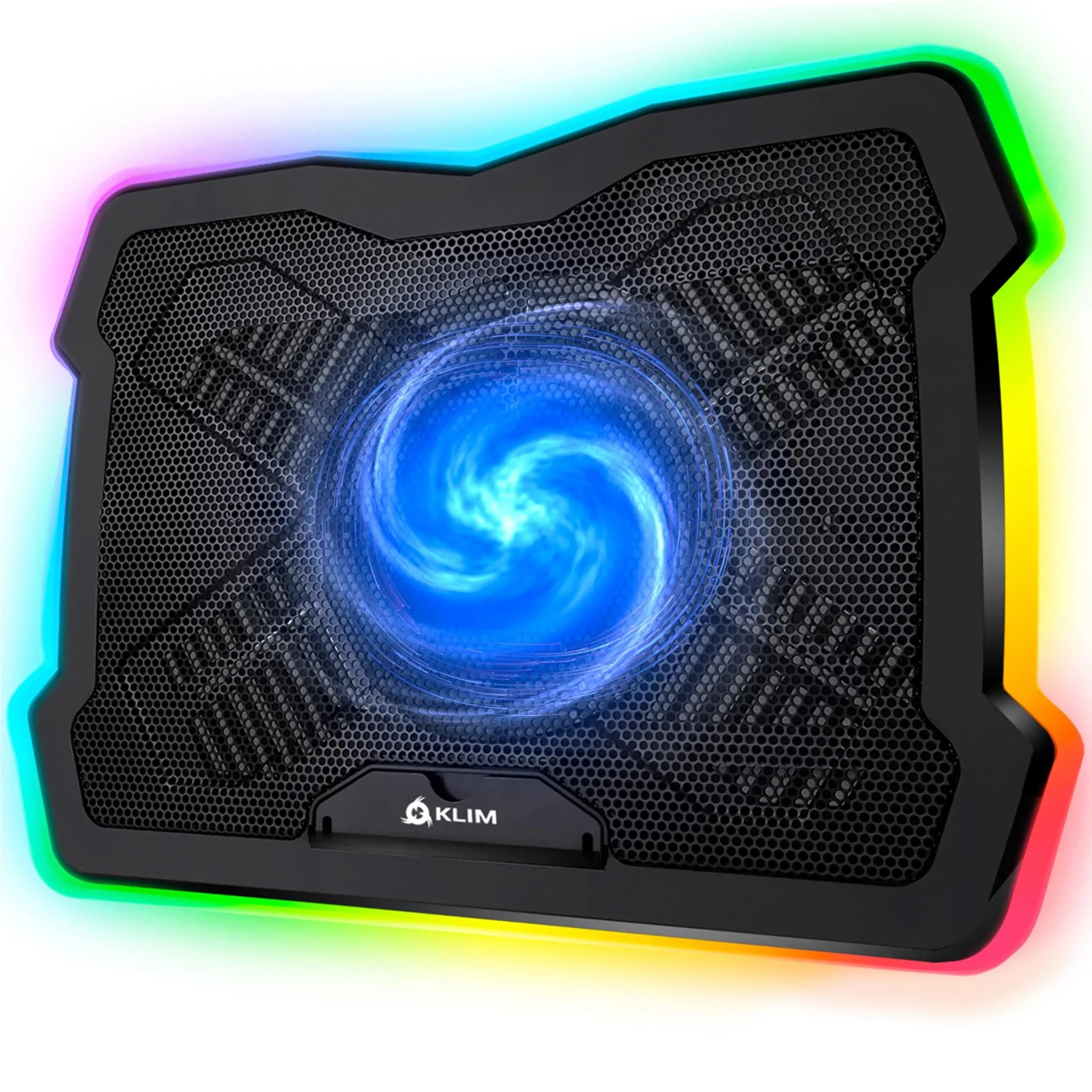 KLIM Ultimate RGB Laptop Cooling Pad with LED Rim | 42.5cm (16.7") x 31.5cm (12.4") Black Cooling Stand - main product image