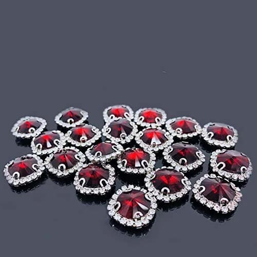 Jyukan Red Sew On Crystals 14mm | Glass Rhinestone Buttons for Weddings & Crafts thumbnail 1