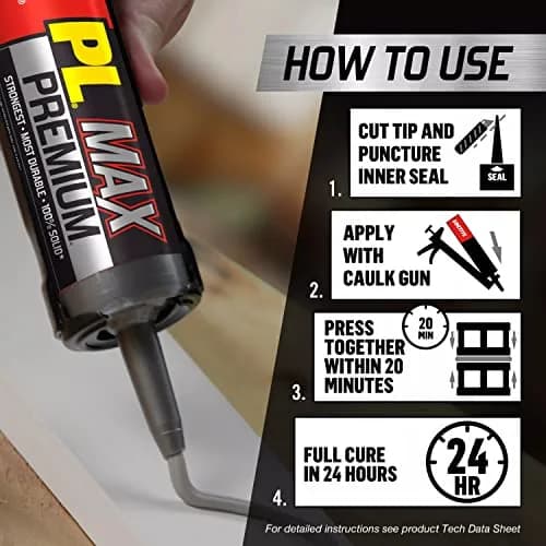 Loctite PL Premium Max Construction Adhesive 9 fl oz | Heavy-Duty Waterproof Bond for Wood, Concrete & More thumbnail 2