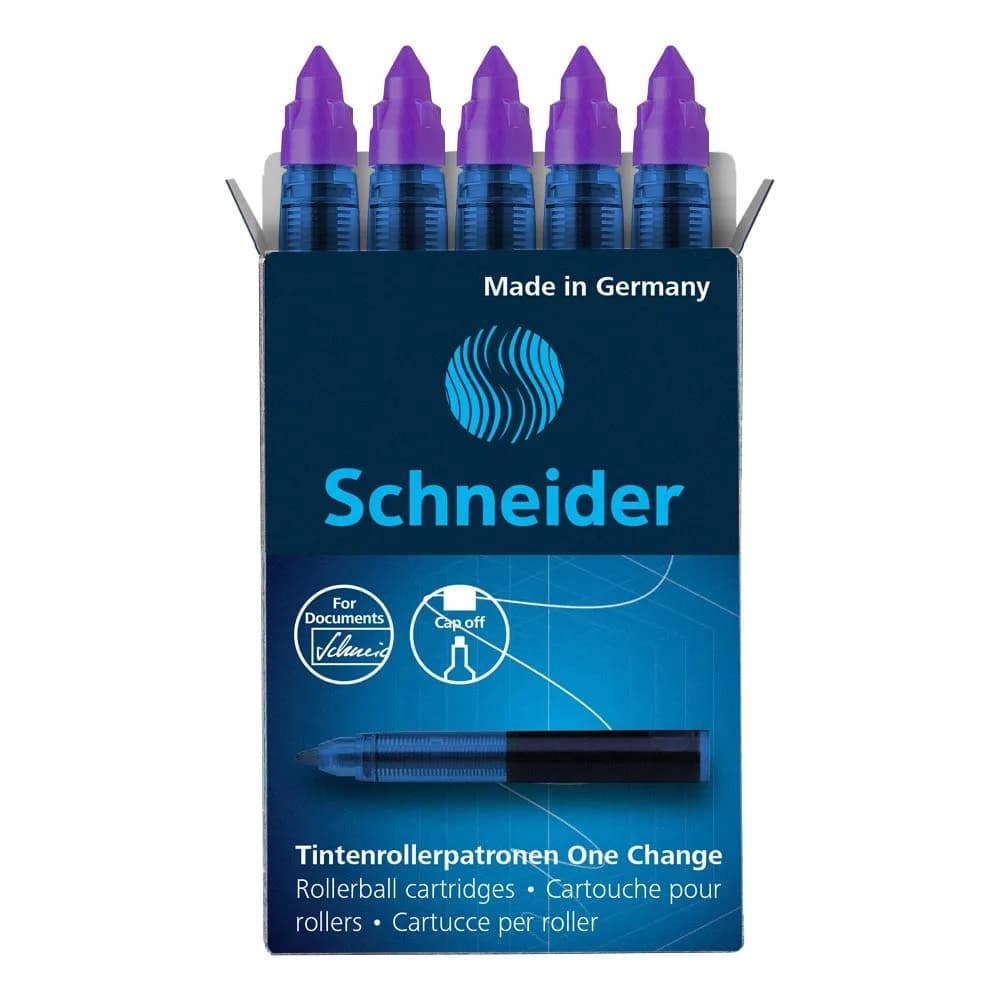 Schneider One Change Rollerball Refill Cartridges Violet Ink 0.6 mm (5 Refills) | ISO 14145-2 Certified - main product image