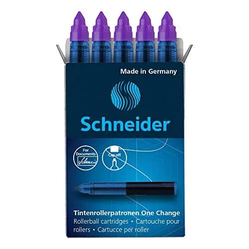 Schneider One Change Rollerball Refill Cartridges Violet Ink 0.6 mm (5 Refills) | ISO 14145-2 Certified thumbnail 1