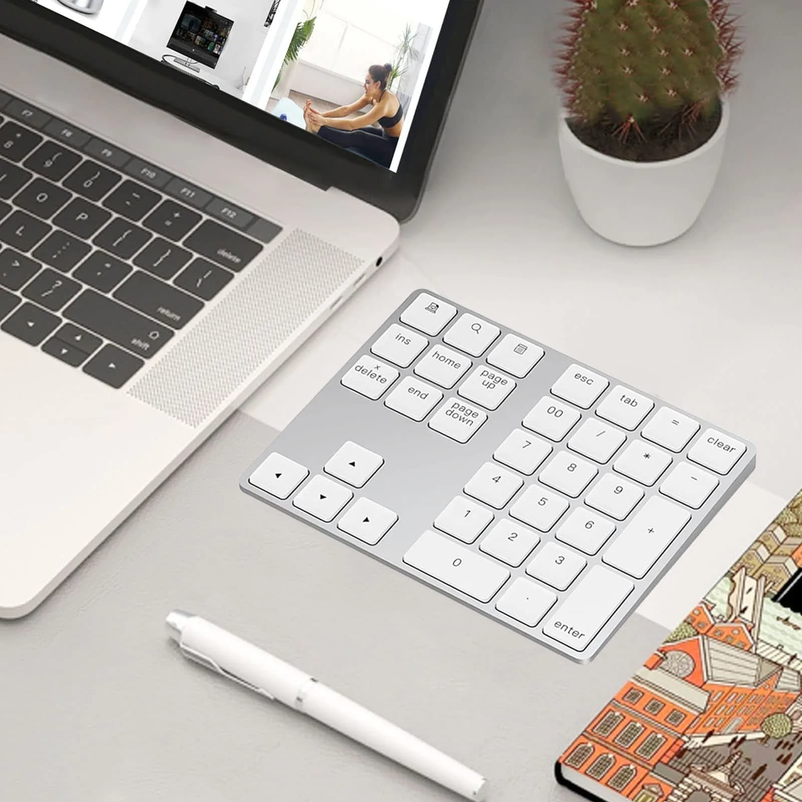 Lekvey Bluetooth Number Pad, Aluminum Rechargeable Wireless Numeric Keypad 34-Keys | Slim External Numpad Keyboard for Laptop, MacBook, iMac, Windows, Surface Pro - view 2