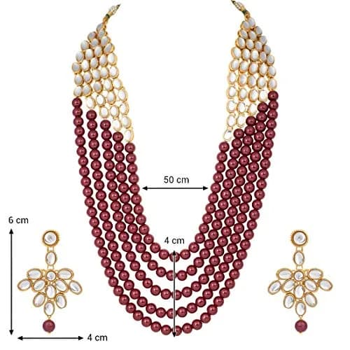 I Jewels White 5 Layer Faux Mother-of-Pearl Rani Jewelry Set with Earrings | Traditional & Festive Wear thumbnail 5