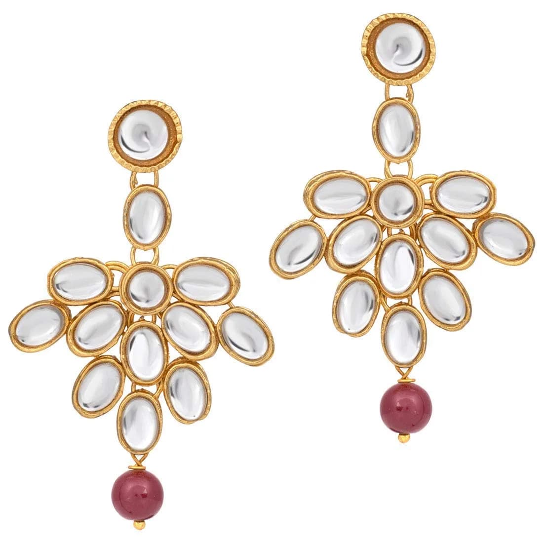 I Jewels White 5 Layer Faux Mother-of-Pearl Rani Jewelry Set with Earrings | Traditional & Festive Wear - view 4