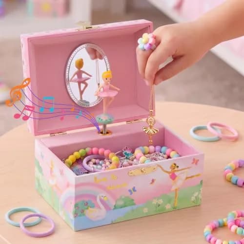Jewelkeeper Musical Ballerina Jewelry Box for Girls | Twirling Ballerina & Soft Compartments (70-120 chars) thumbnail 3