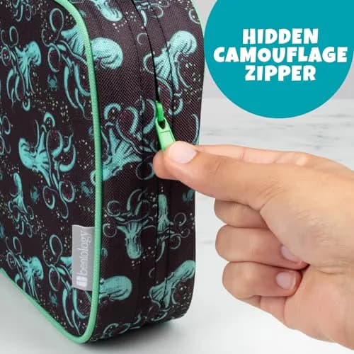 Bentology Octopus Insulated Lunch Bag 240cc (10 x 8 x 3 inches) | Reusable Lunch Bag with Waterproof Lining & Clip-On Handle thumbnail 6