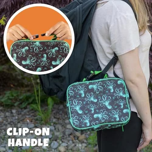 Bentology Octopus Insulated Lunch Bag 240cc (10 x 8 x 3 inches) | Reusable Lunch Bag with Waterproof Lining & Clip-On Handle thumbnail 3