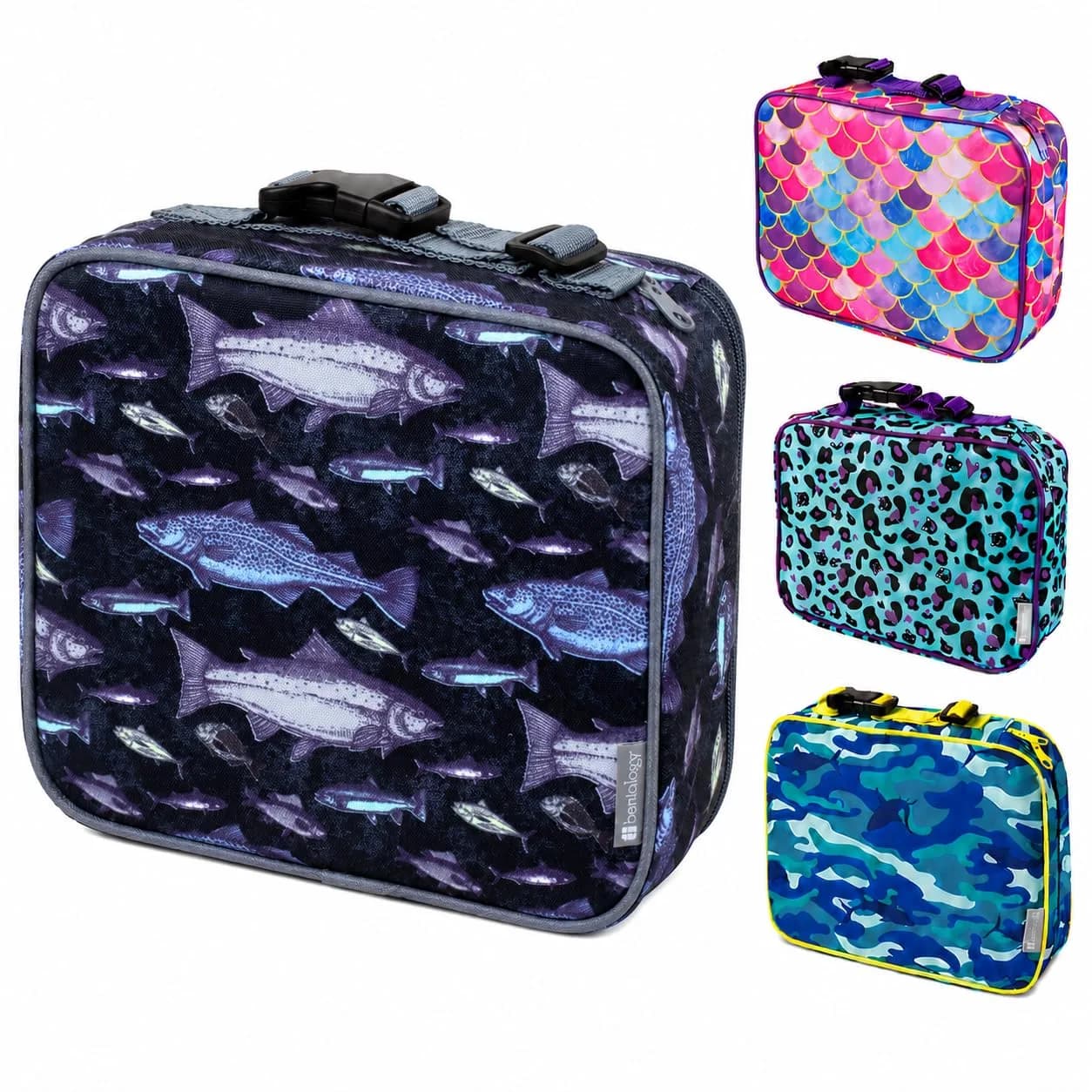Bentology Kids Insulated Lunch Box for School with Reinforced Support Frame, 240 cu in (10 x 8 x 3 inches) — Fish