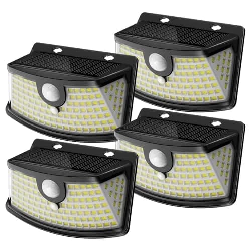 Aootek Solar Motion Sensor Lights Outdoor 120 LEDs | IP65 Waterproof, 4 Pack, Black thumbnail 1