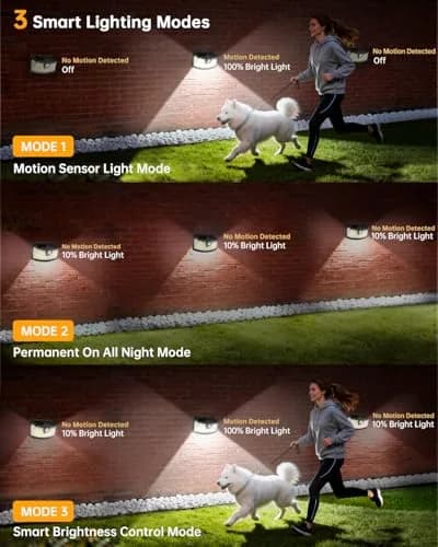 Aootek Solar Motion Sensor Lights Outdoor 120 LEDs | IP65 Waterproof, 4 Pack, Black thumbnail 3