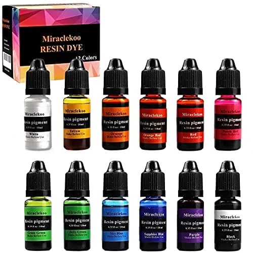 Miraclekoo 12 Colors Epoxy Resin Dye 10ml Bottles | Translucent Liquid Pigment for Crafts thumbnail 1