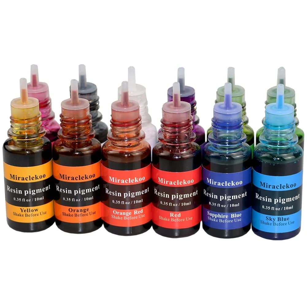 Miraclekoo 12 Colors Epoxy Resin Dye 10ml Bottles | Translucent Liquid Pigment for Crafts - view 2
