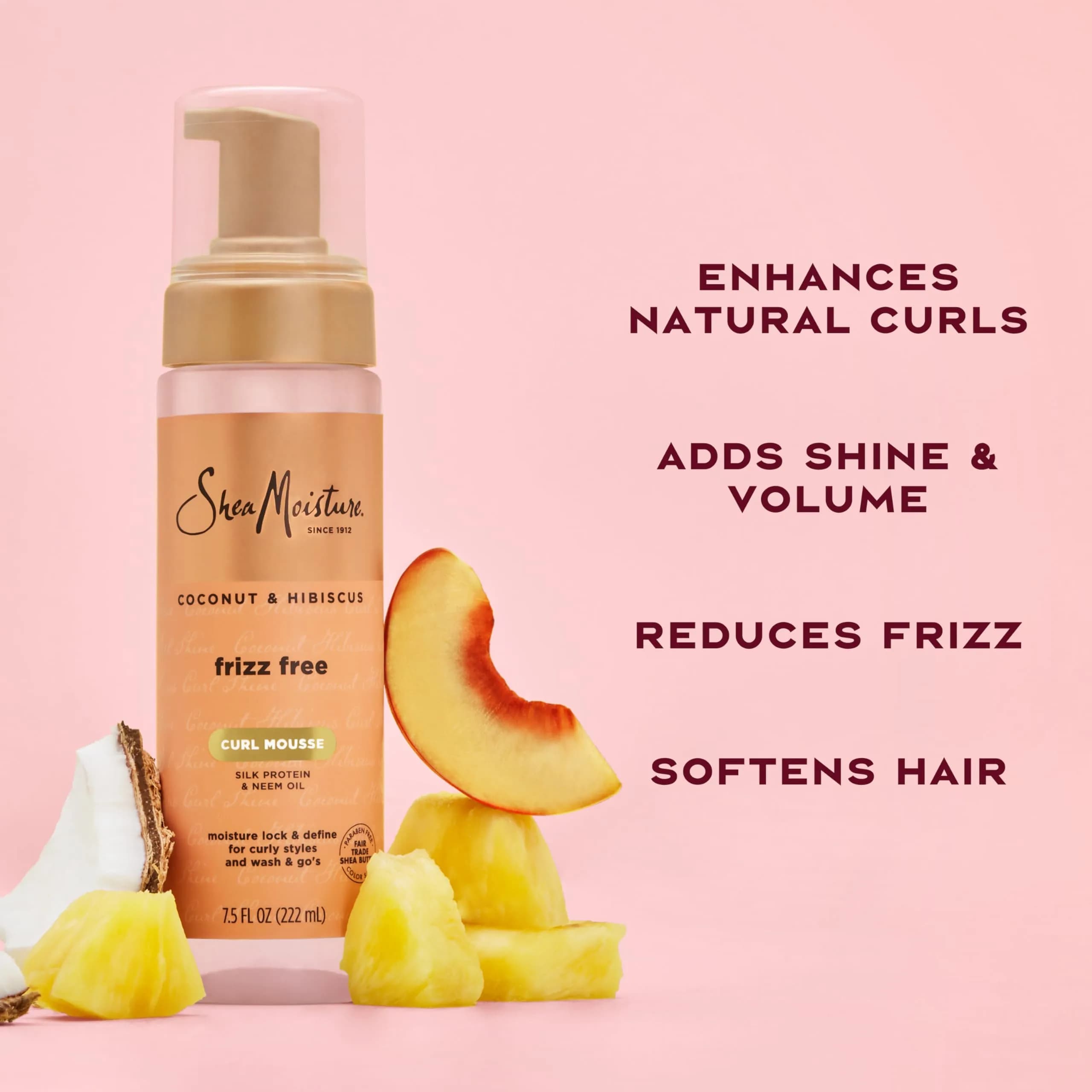 SheaMoisture Coconut & Hibiscus Curl Mousse 222ml (7.5 Fl Oz) | Frizz Control & Volume for Curly Hair - view 4