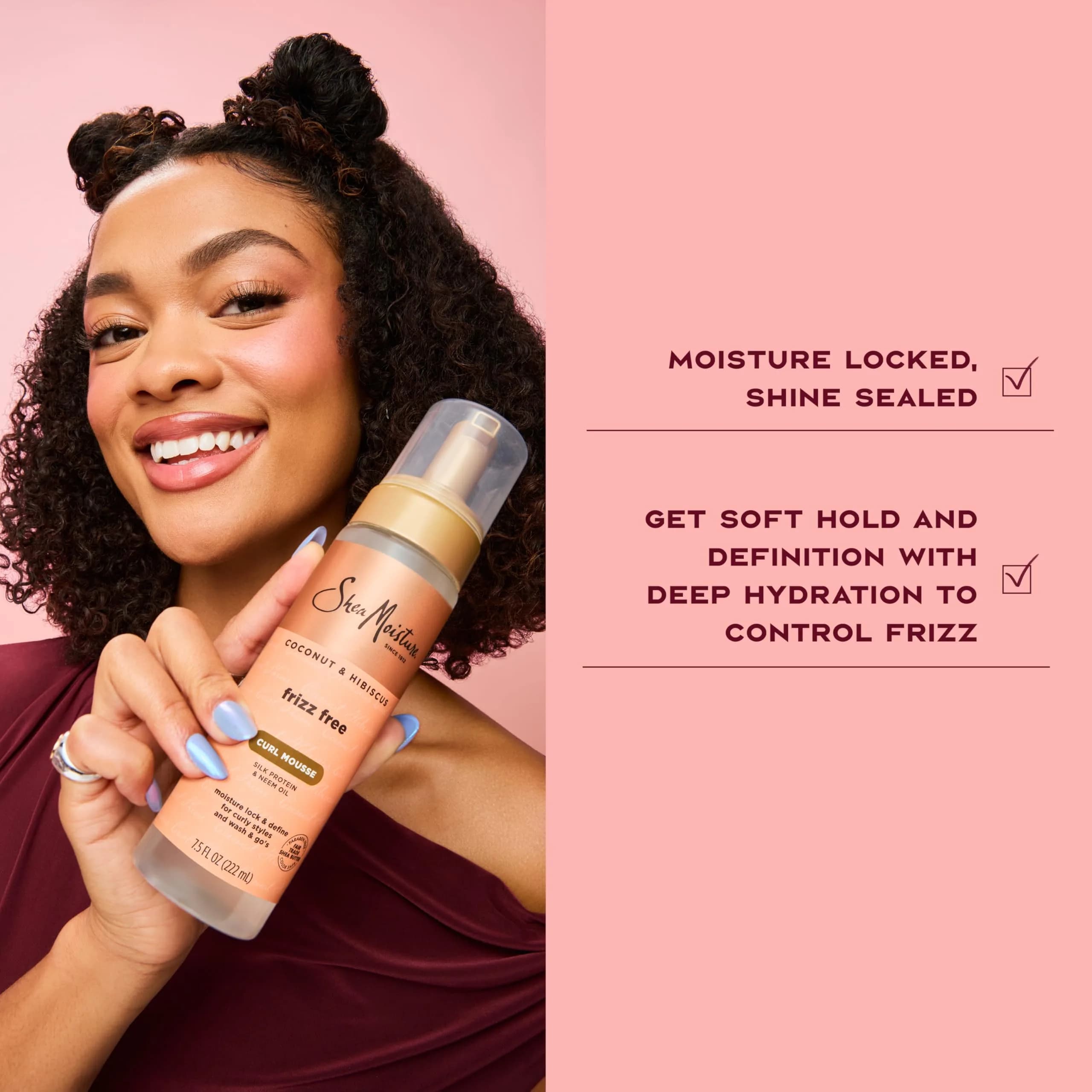 SheaMoisture Coconut & Hibiscus Curl Mousse 222ml (7.5 Fl Oz) | Frizz Control & Volume for Curly Hair - view 5