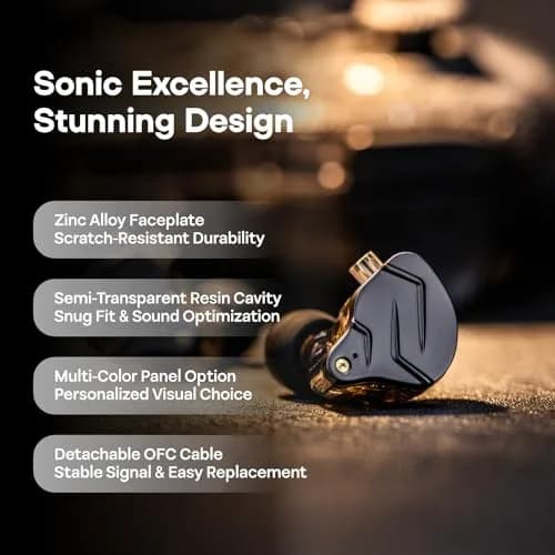 Linsoul KZ ZSN Pro Dual Driver In-Ear Monitor 1BA+1DD | Hybrid Metal HiFi Earphones with Detachable Cable thumbnail 3