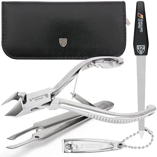 3 Swords Germany Professional Toe Nail Nipper Set with Case - Stainless Steel INOX, 4-Piece Manicure/Pedicure Kit | German Engineering thumbnail 1