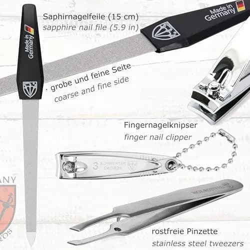 3 Swords Germany Professional Toe Nail Nipper Set with Case - Stainless Steel INOX, 4-Piece Manicure/Pedicure Kit | German Engineering thumbnail 4