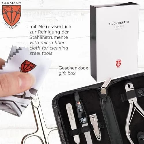 3 Swords Germany Professional Toe Nail Nipper Set with Case - Stainless Steel INOX, 4-Piece Manicure/Pedicure Kit | German Engineering thumbnail 6