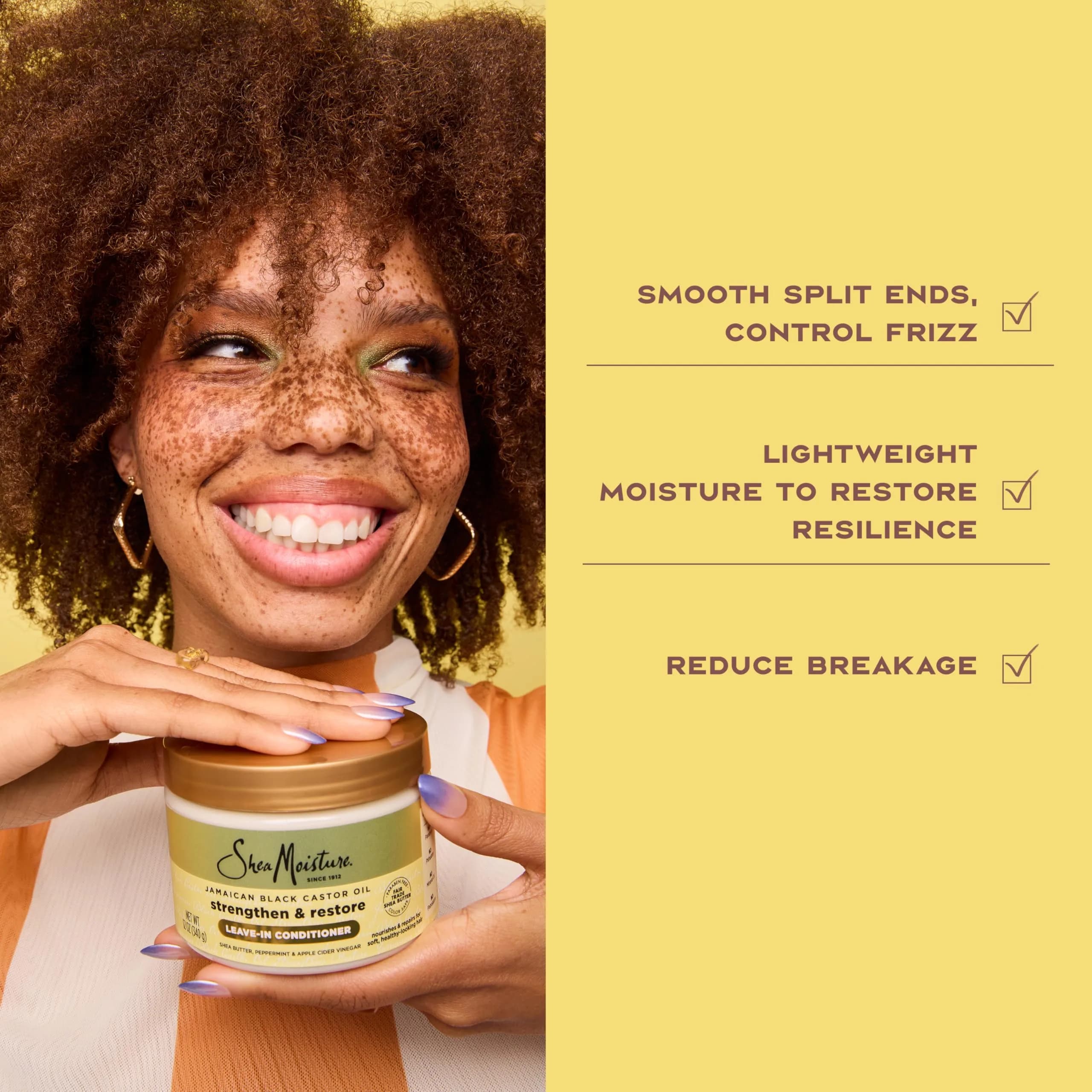 Shea Moisture Jamaican Black Castor Oil Strengthen & Grow Leave-In Conditioner 325ml (11.5 Fl Oz) | Detangles & Controls Frizz - view 5
