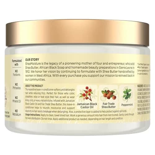 Shea Moisture Jamaican Black Castor Oil Strengthen & Grow Leave-In Conditioner 325ml (11.5 Fl Oz) | Detangles & Controls Frizz thumbnail 2