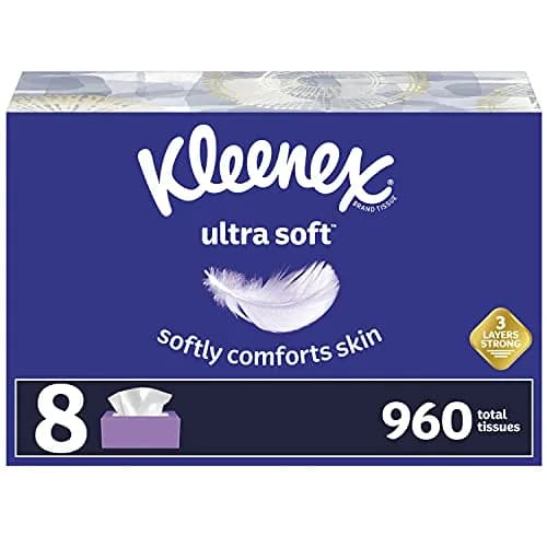 Kleenex Ultra Soft Facial Tissues 3-Ply 960 Tissues | 3-Ply, 120 Tissues per Box (Pack of 8) thumbnail 1