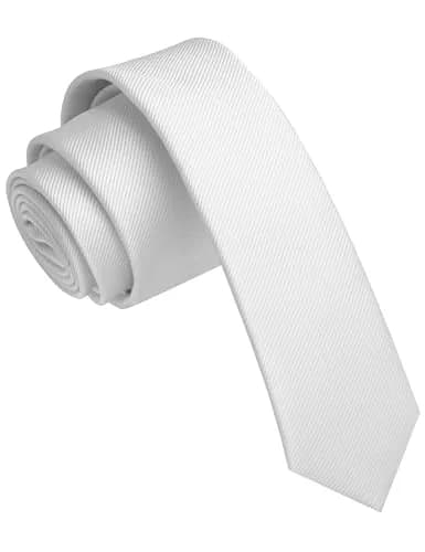 JEMYGINS White Silk Skinny Tie 4cm (1.58") | Business & Party Slim Necktie thumbnail 1