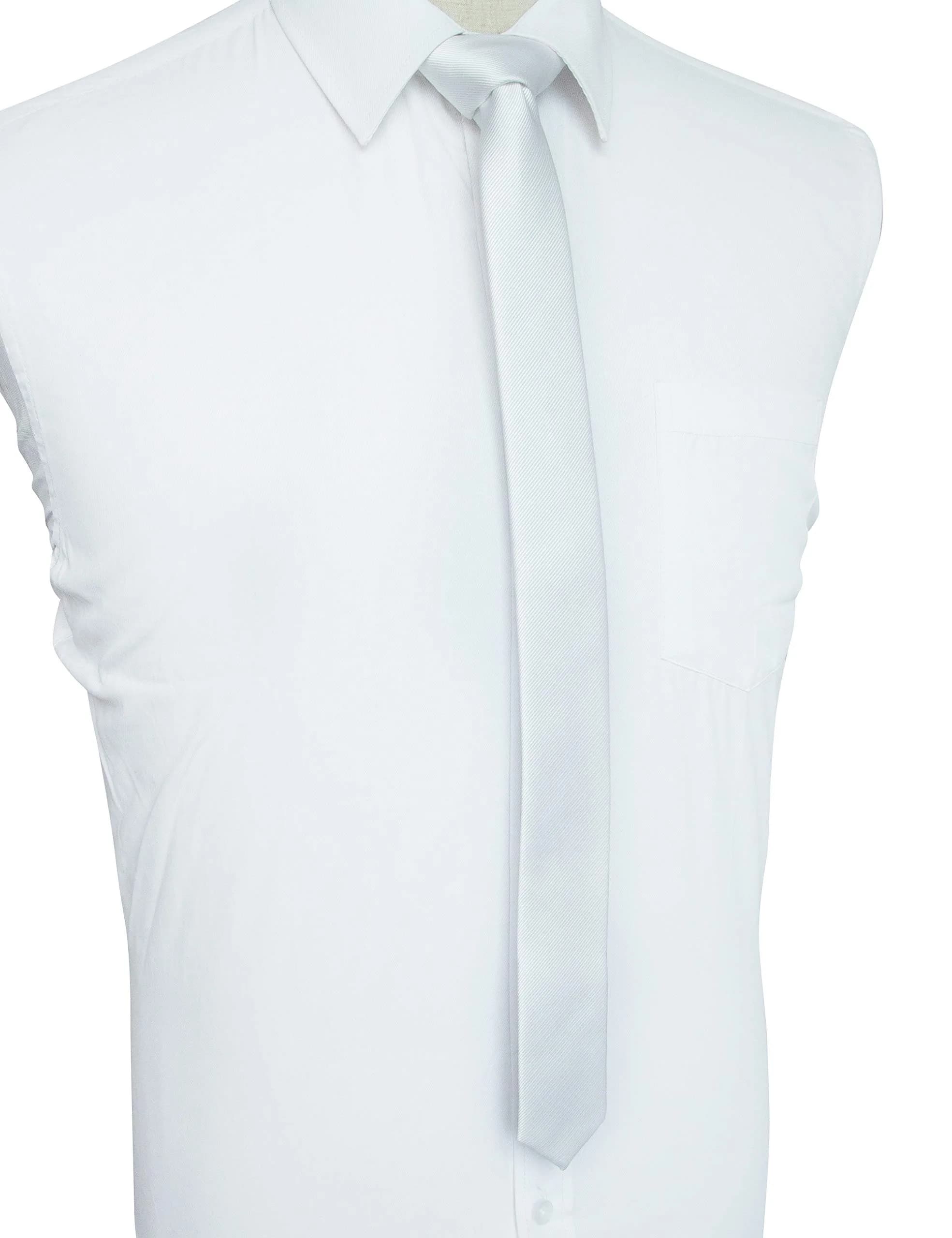 JEMYGINS White Silk Skinny Tie 4cm (1.58") | Business & Party Slim Necktie - view 2
