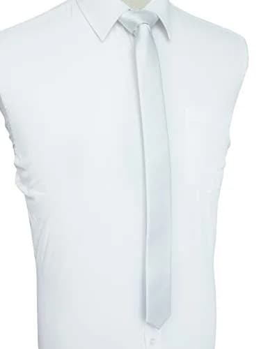 JEMYGINS White Silk Skinny Tie 4cm (1.58") | Business & Party Slim Necktie thumbnail 2