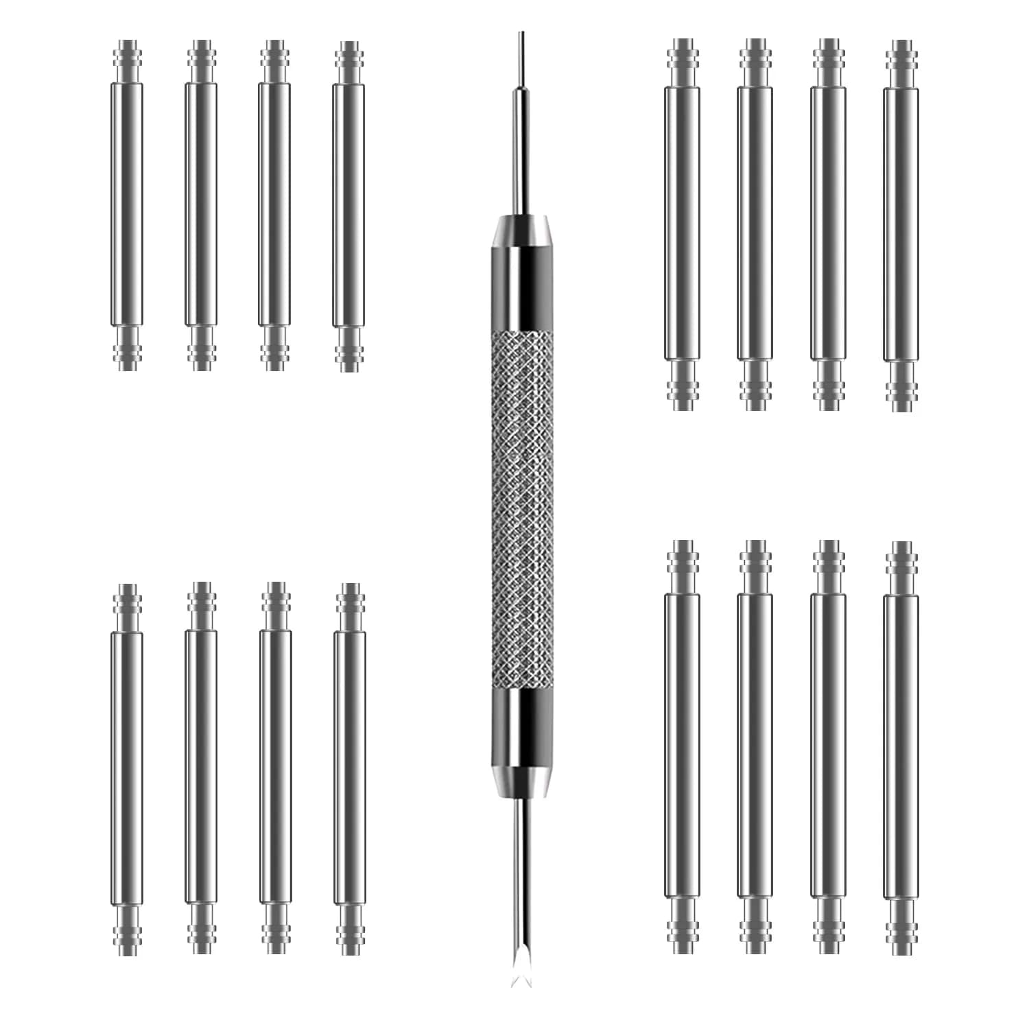 Vellsar 20mm Watch Spring Bars & Tool Kit | Stainless Steel, 1.8mm/1.5mm Thickness, Pack of 20 Bars