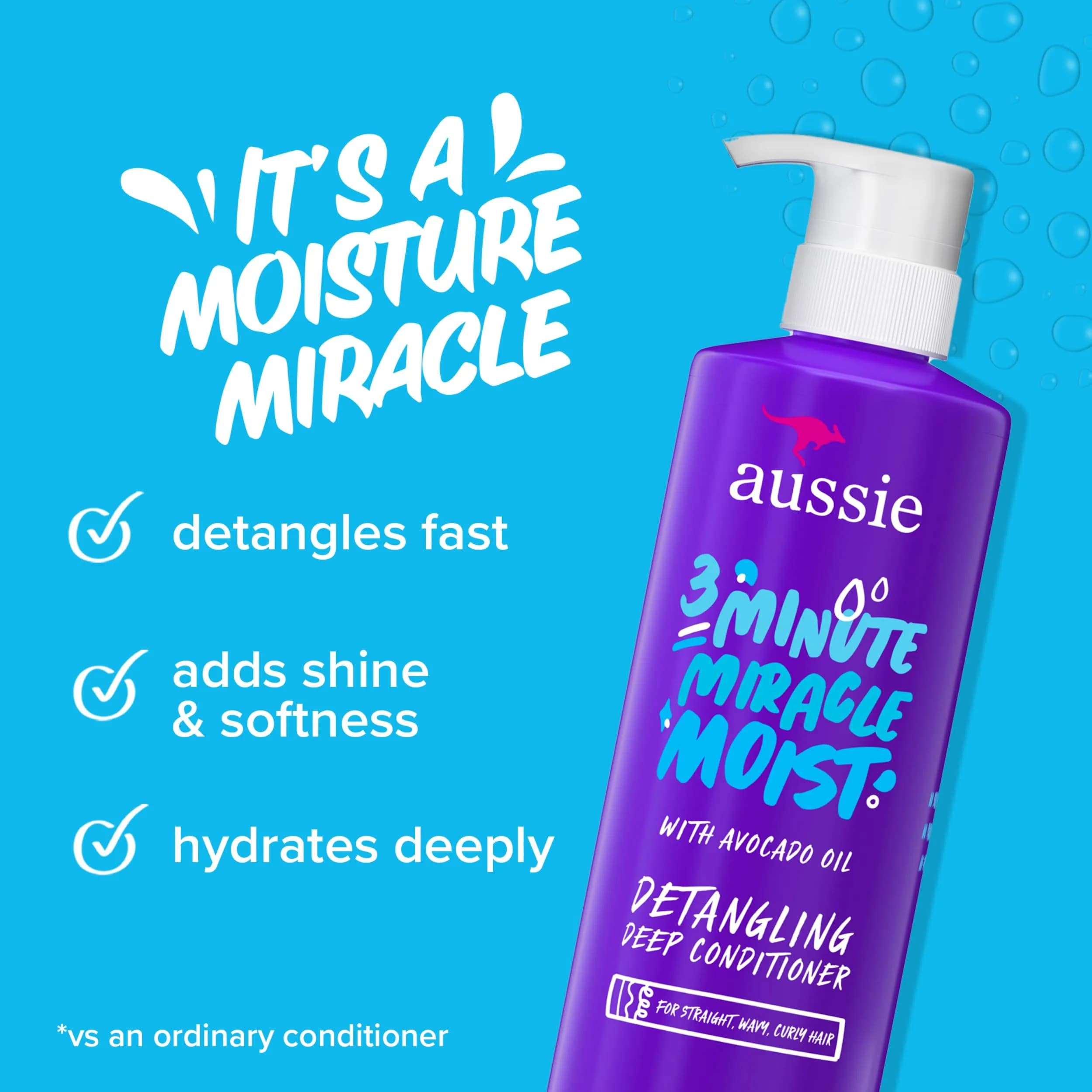 Aussie 3 Minute Miracle Moist Deep Conditioner Triple Pack | 492ml (16 Fl Oz Each) for Dry, Curly, Color-Treated Hair - view 2