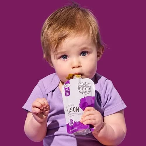 Serenity Kids 6+ Months Baby Food Pouches Puree Made With Ethically Sourced Meats & Organic Veggies | 3.5 Ounce BPA-Free Pouch | Grass Fed Bison, Kabocha Squash, Spinach thumbnail 6