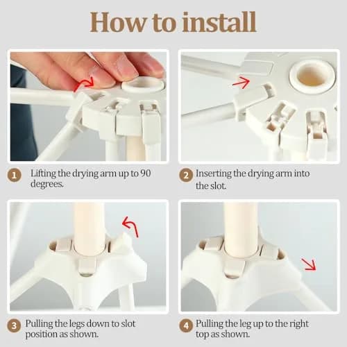 Ourokhome Collapsible Pasta Drying Rack, Plastic Foldable Stand for Kitchen with 10 Arms | Space Saving & Stable thumbnail 4