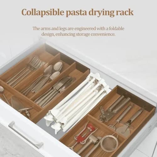 Ourokhome Collapsible Pasta Drying Rack, Plastic Foldable Stand for Kitchen with 10 Arms | Space Saving & Stable thumbnail 7