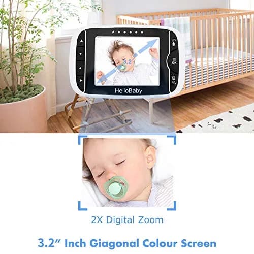 HelloBaby HB65 Video Baby Monitor with 3.2" Screen, No WiFi, Night Vision | Remote Pan-Tilt-Zoom Camera thumbnail 7