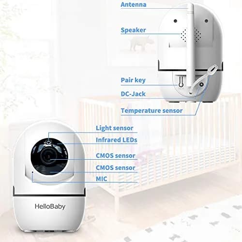 HelloBaby HB65 Video Baby Monitor with 3.2" Screen, No WiFi, Night Vision | Remote Pan-Tilt-Zoom Camera thumbnail 8