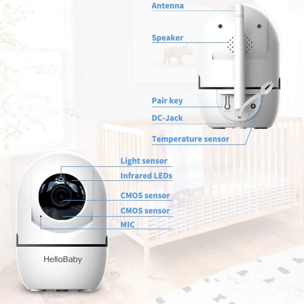 HelloBaby HB65 Video Baby Monitor with 3.2" Screen, No WiFi, Night Vision | Remote Pan-Tilt-Zoom Camera - view 8