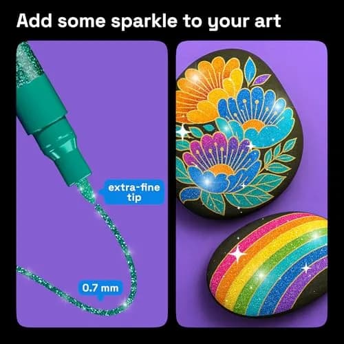 ARTISTRO Glitter Paint Pens for Glass Marking - Extra-Fine Tip | Vibrant, Water-Resistant Glitter Ink thumbnail 4