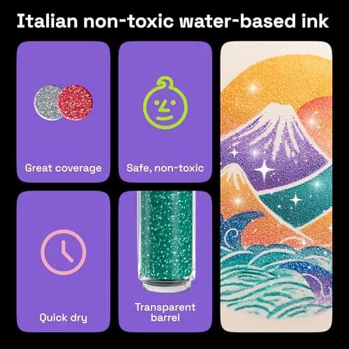 ARTISTRO Glitter Paint Pens for Glass Marking - Extra-Fine Tip | Vibrant, Water-Resistant Glitter Ink thumbnail 5